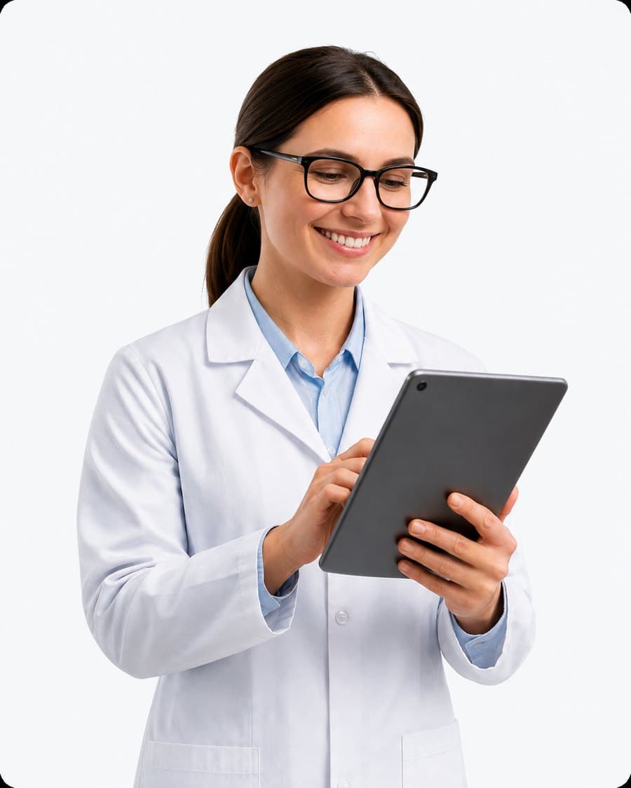 Immagine illustrativa di una professionista con un tablet.